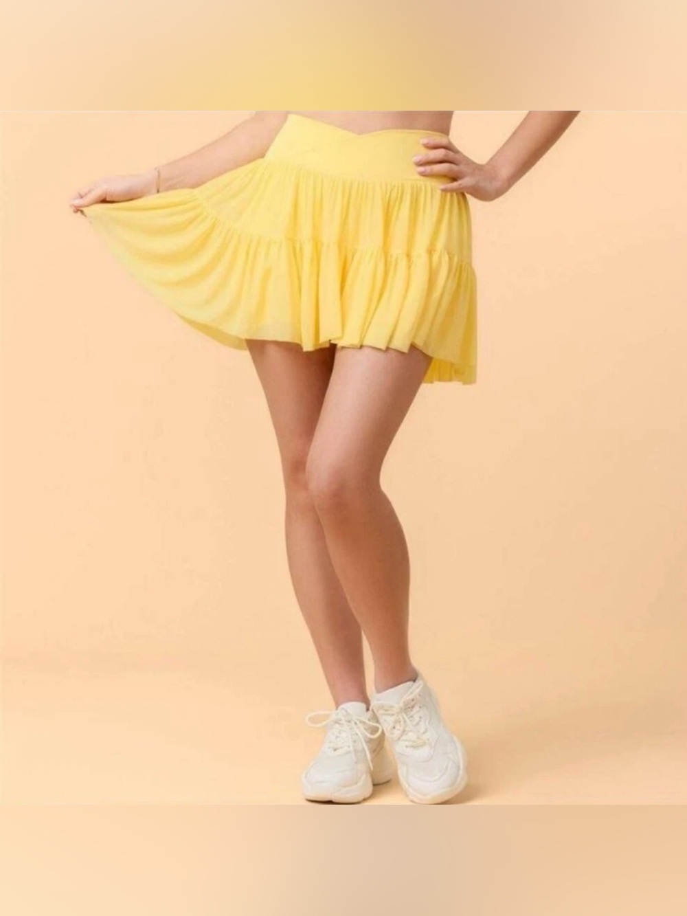 Blogilates Ballerina Yellow Tiered Skort - Women's Flared Summer Skort